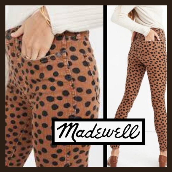 MADEWELL 10" HIGH RISE LEOPARD DOT SKINNY JEANS - Picture 1 of 13